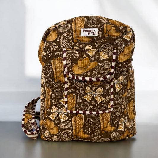 Cowgirl Backpack, handmade cotton tote bags