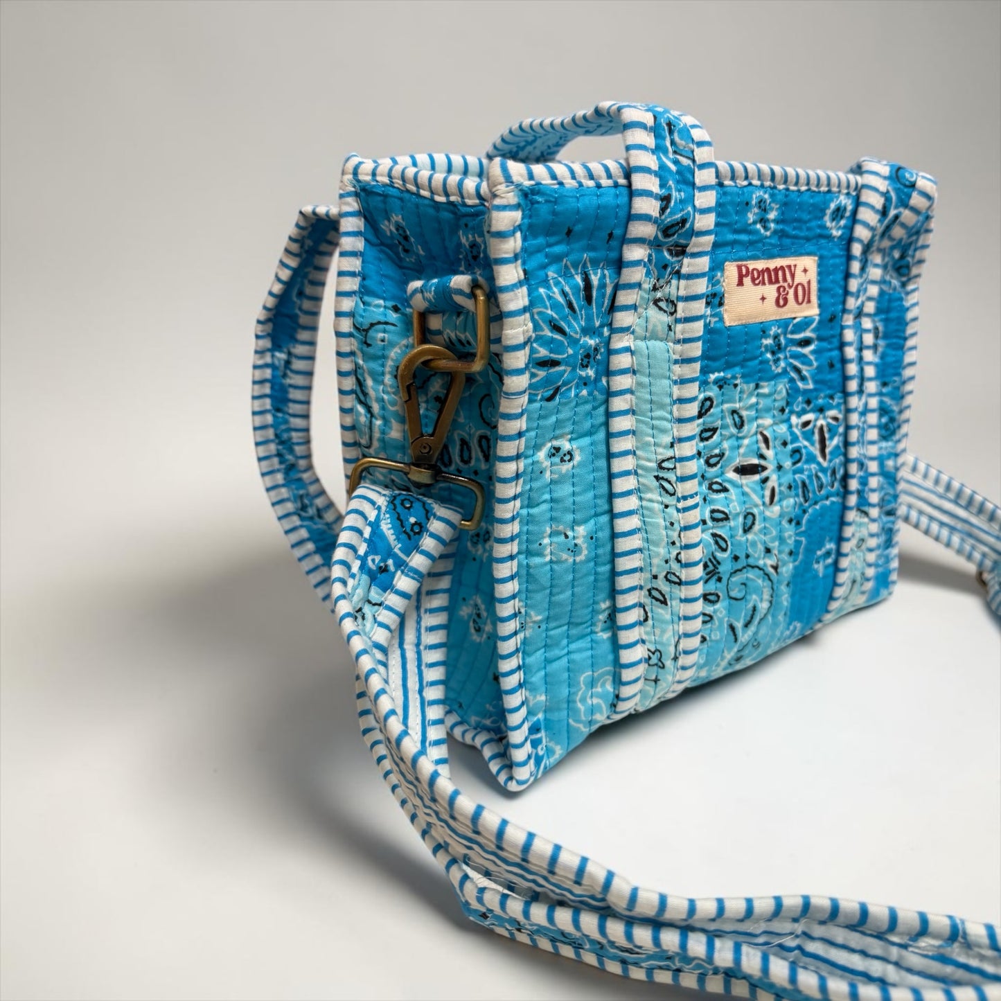 Blue Paisley Bandana MINI Tote Bag - Penny & Ol