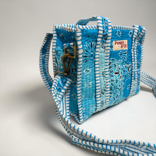 Blue Paisley Bandana MINI Tote Bag - Penny & Ol