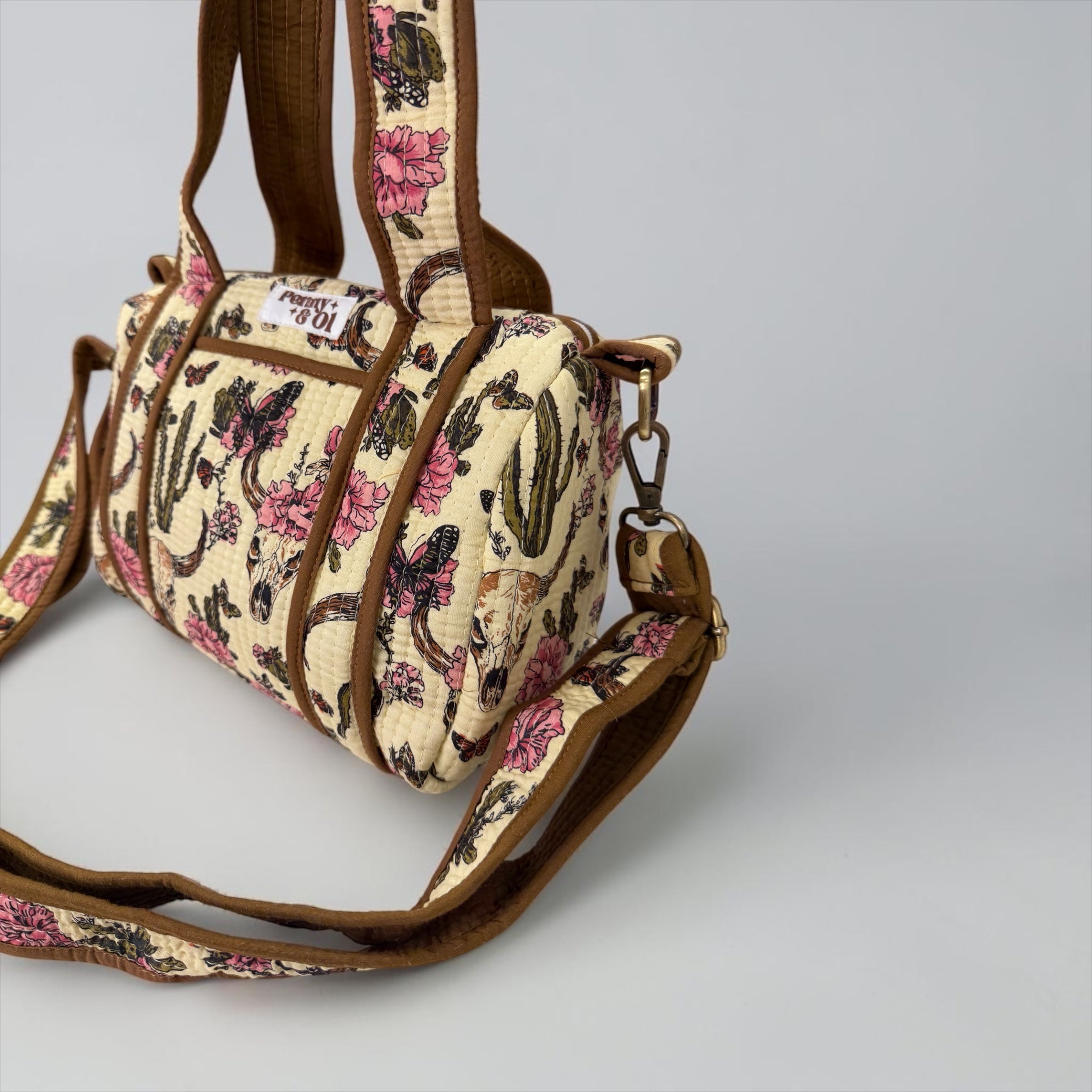 Brown Vintage Western Mini Duffle Tote Bags - Penny & Ol