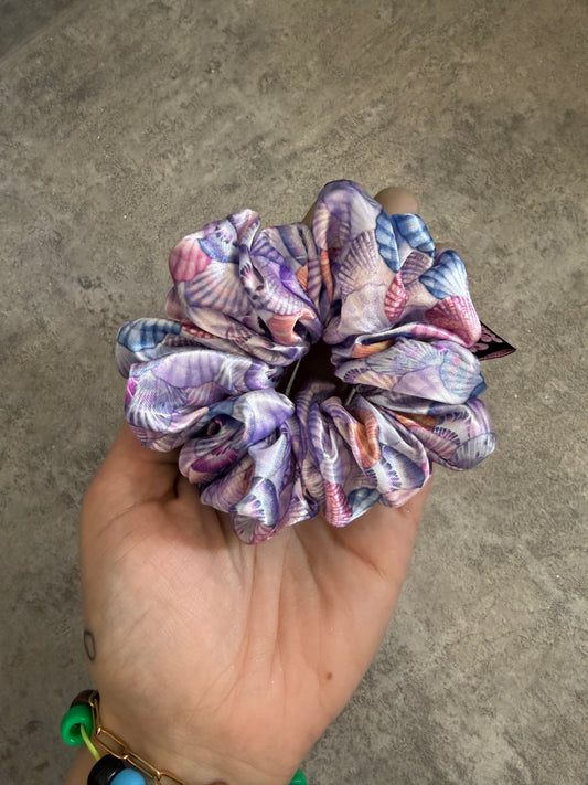Lilac seashells MIDI Satin Hair Scrunchie