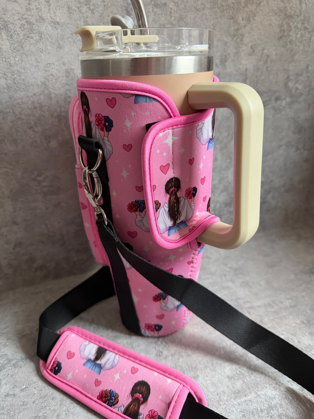 Tumbler cover & carry pouch. Neoprene case and strap for 40oz tumbler. TUMBLER NOT INCLUDED.