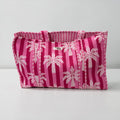 Pink stripe palm tree REVERSIBLE Large Cotton Tote Bag, handmade tote bags