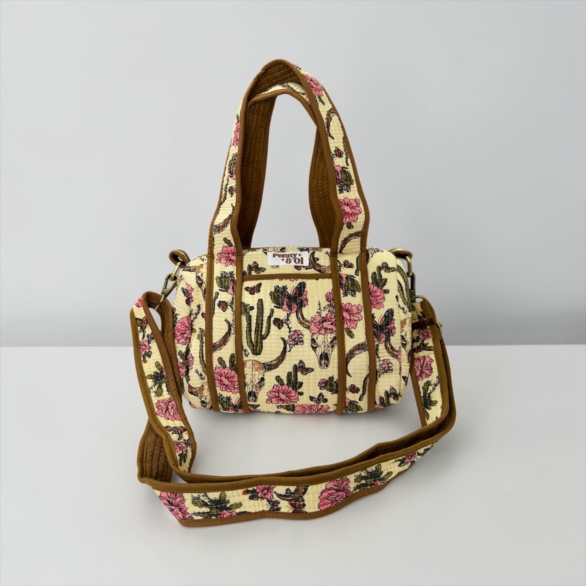 Brown Vintage Western Mini Duffle Tote Bags - Penny & Ol
