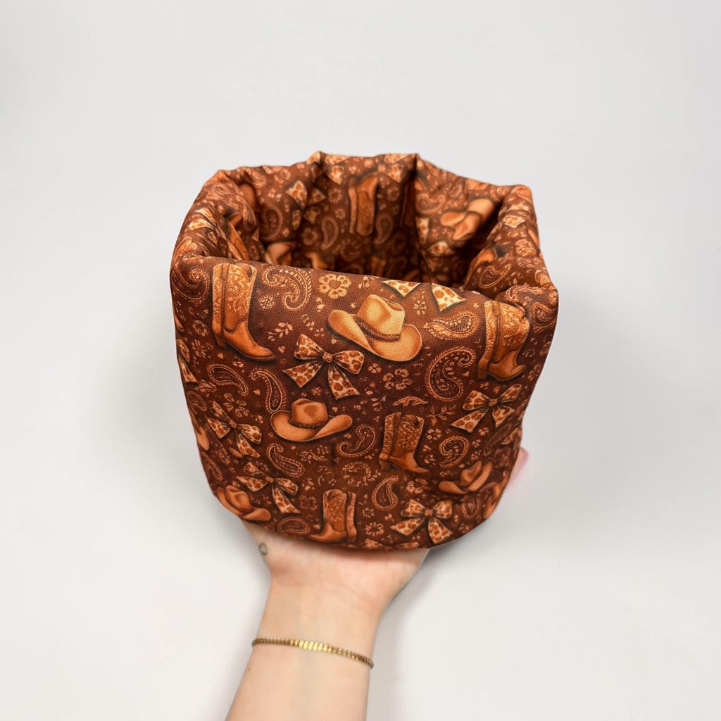 Cowgirl Padded Fabric Organisers, beauty basket..