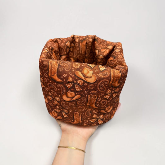 Cowgirl Padded Fabric Organisers, beauty basket..