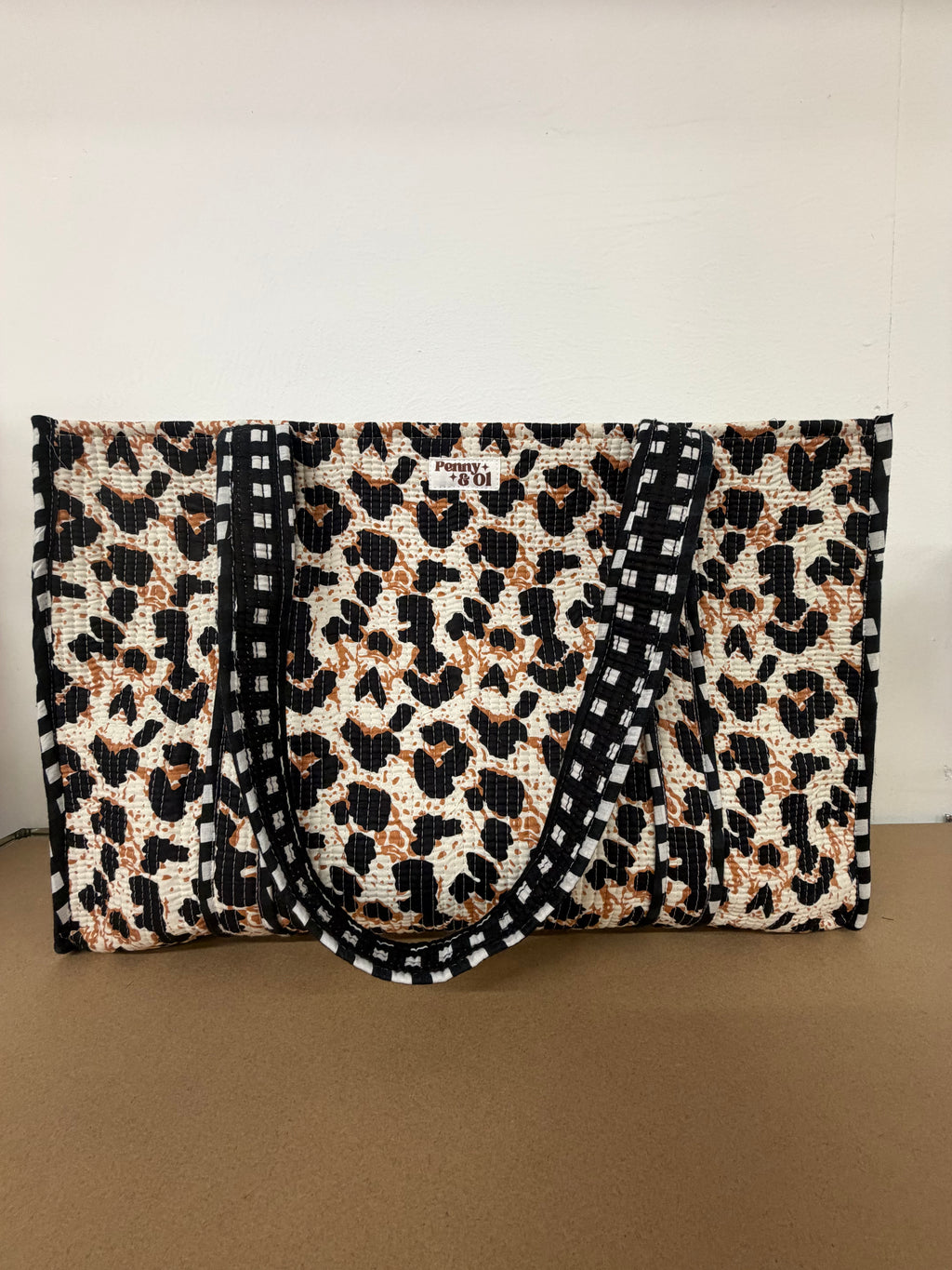 Leopard REVERSIBLE Large Cotton Tote Bag, handmade tote bags