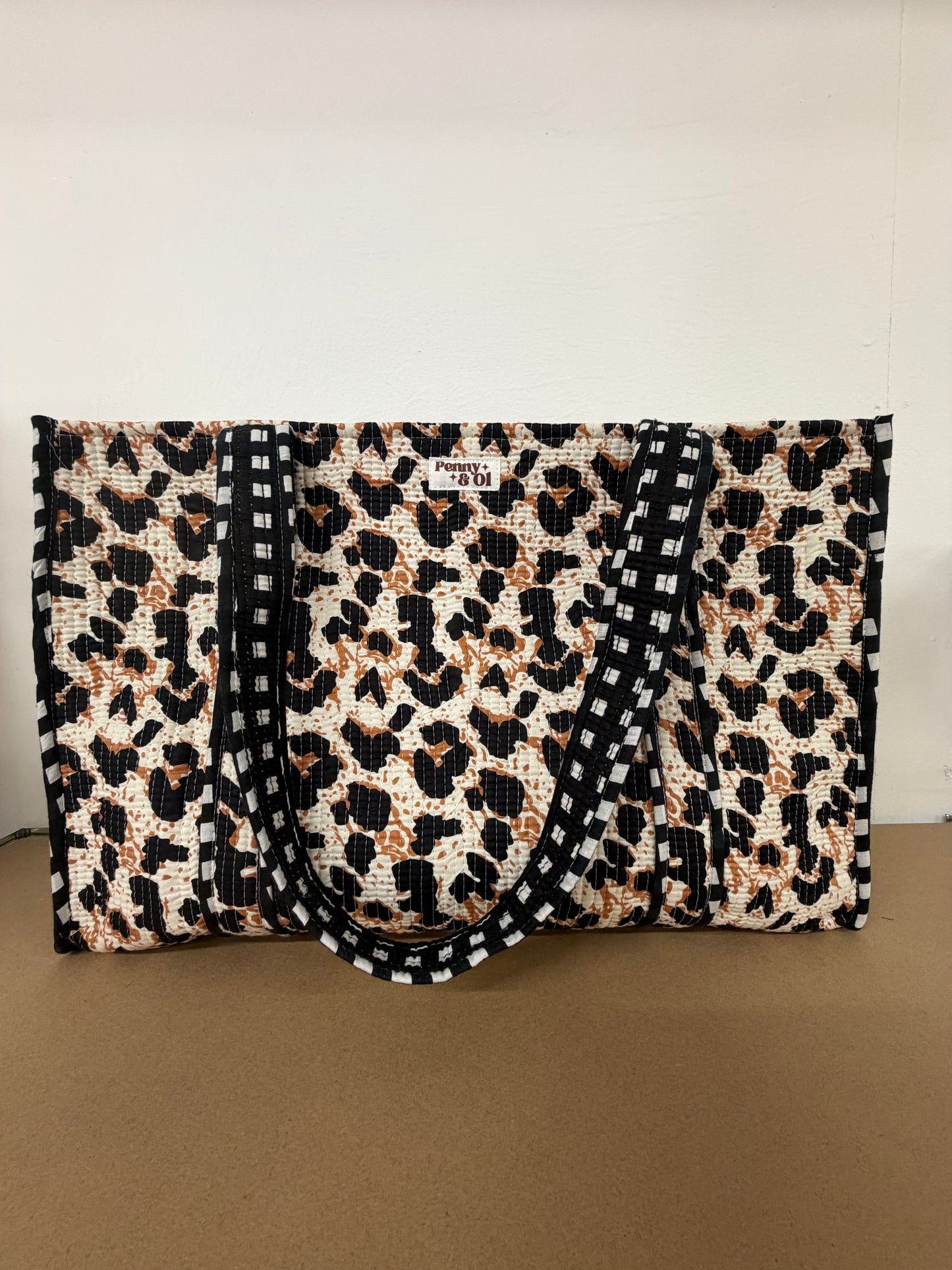 Leopard REVERSIBLE Large Cotton Tote Bag, handmade tote bags