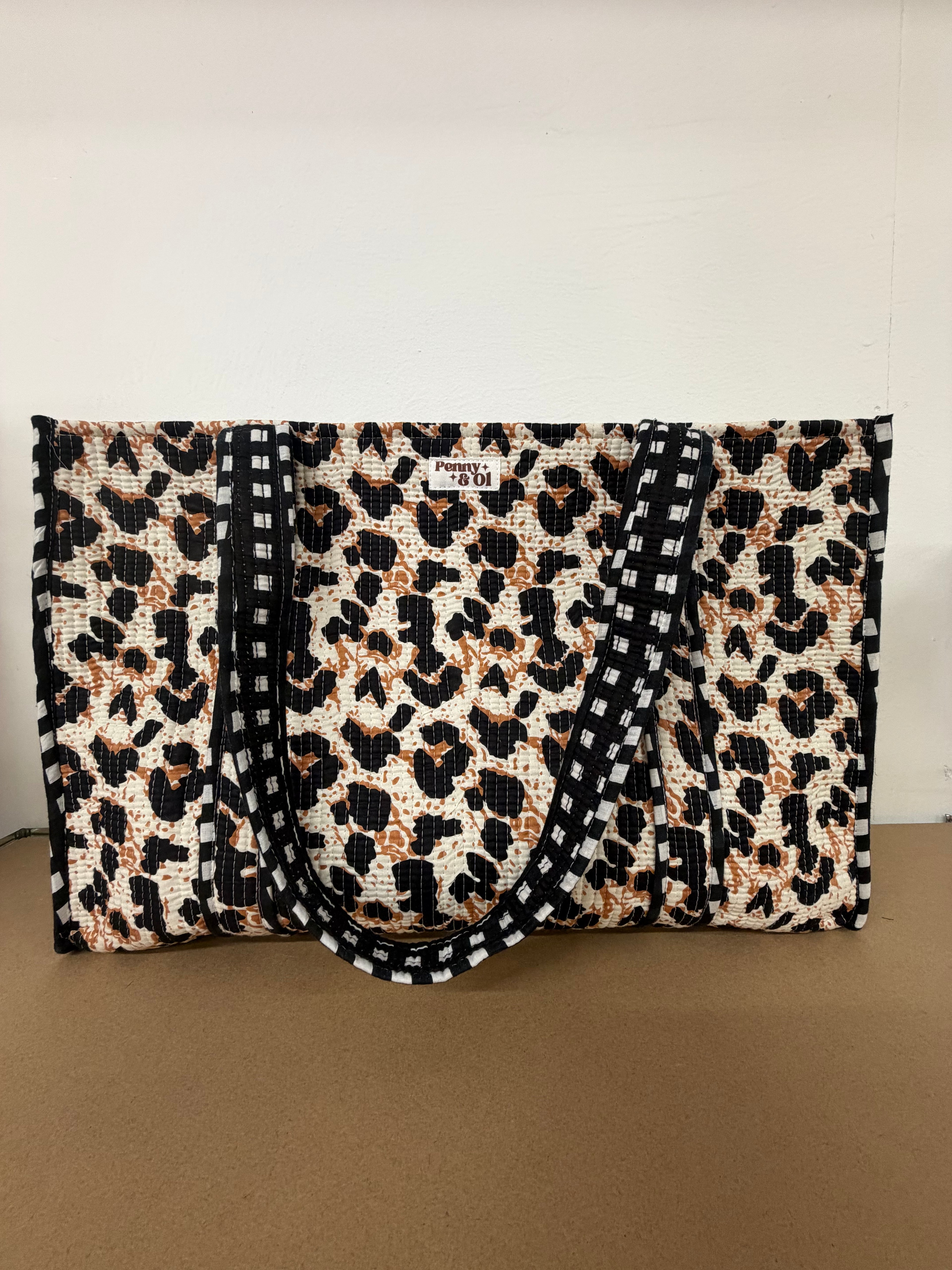 Leopard REVERSIBLE Large Cotton Tote Bag, handmade tote bags
