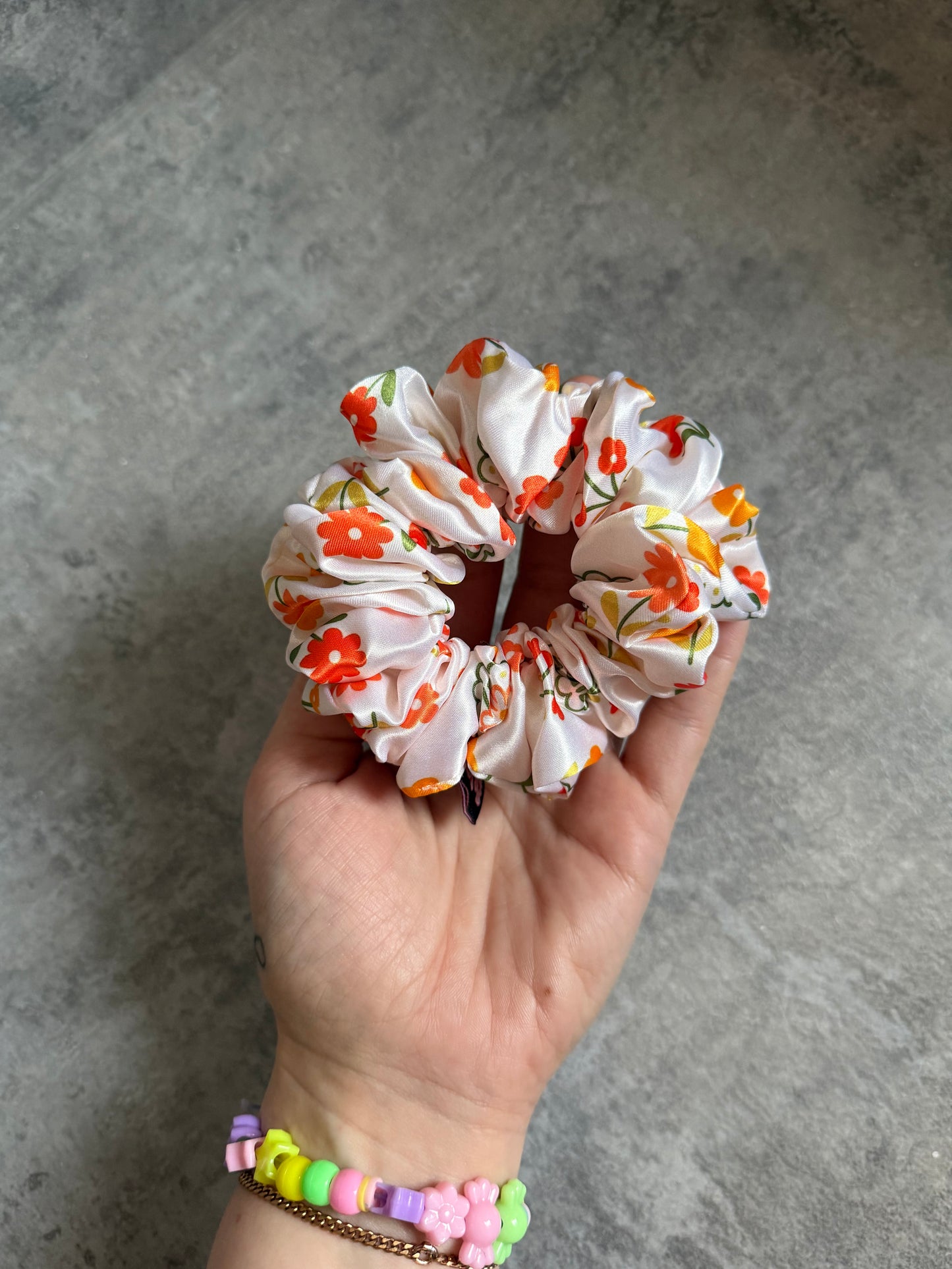 Orange Bloom MIDI Satin Hair Scrunchie