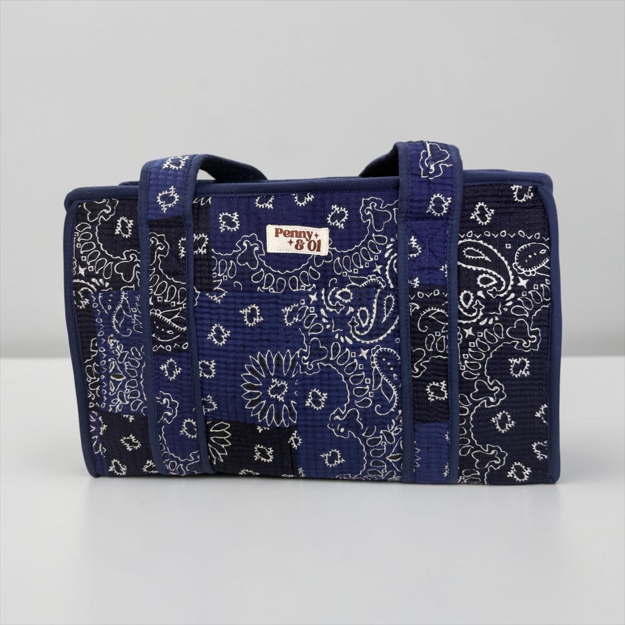 Navy Paisley Bandana MEDIUM Cotton tote bag