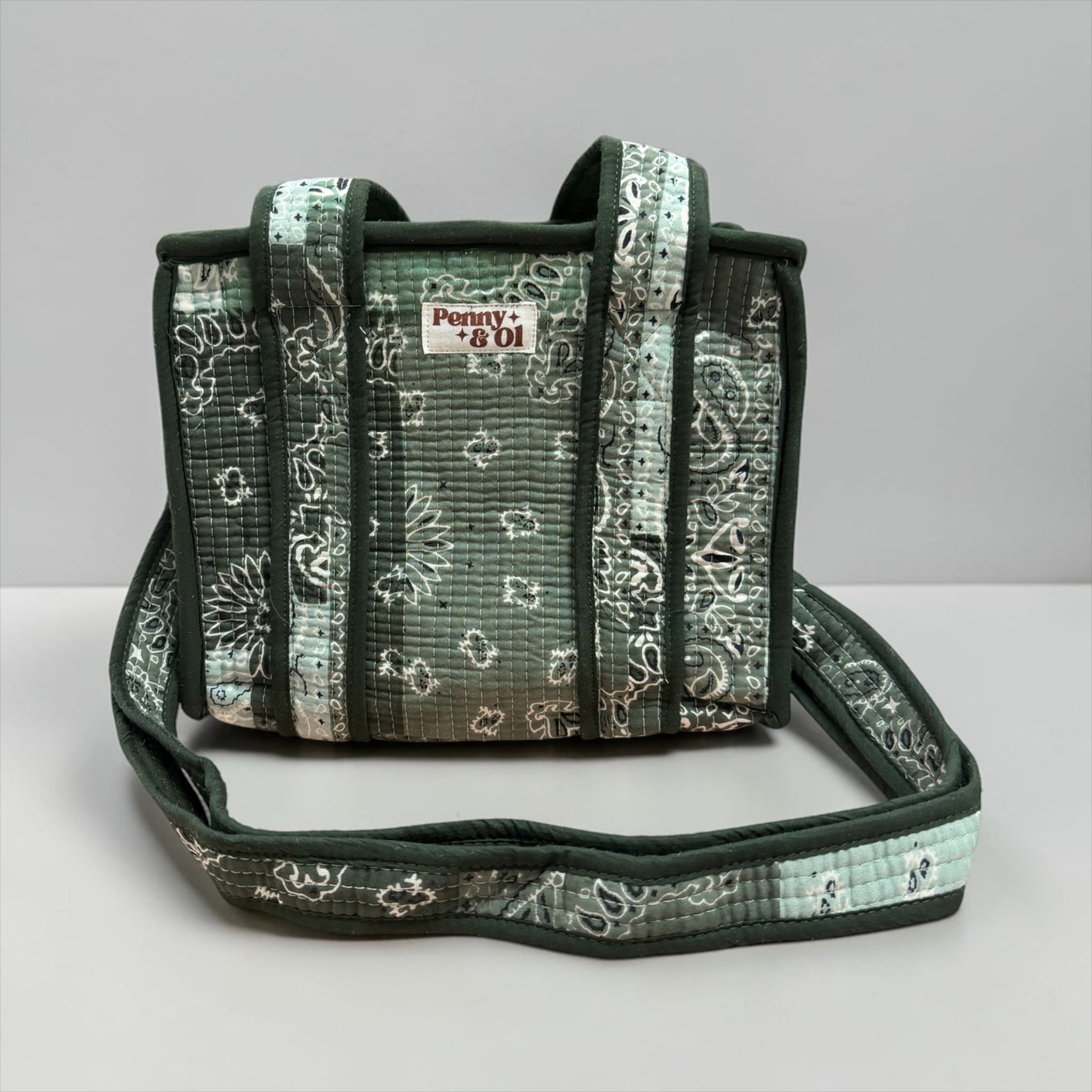 Khaki Paisley Bandana MINI Tote Bag - Penny & Ol