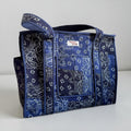 Navy Paisley Bandana Travel Tote, Handmade Cotton Tote Bag