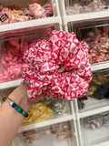 Pink heart diamonds XL Satin Hair Scrunchie