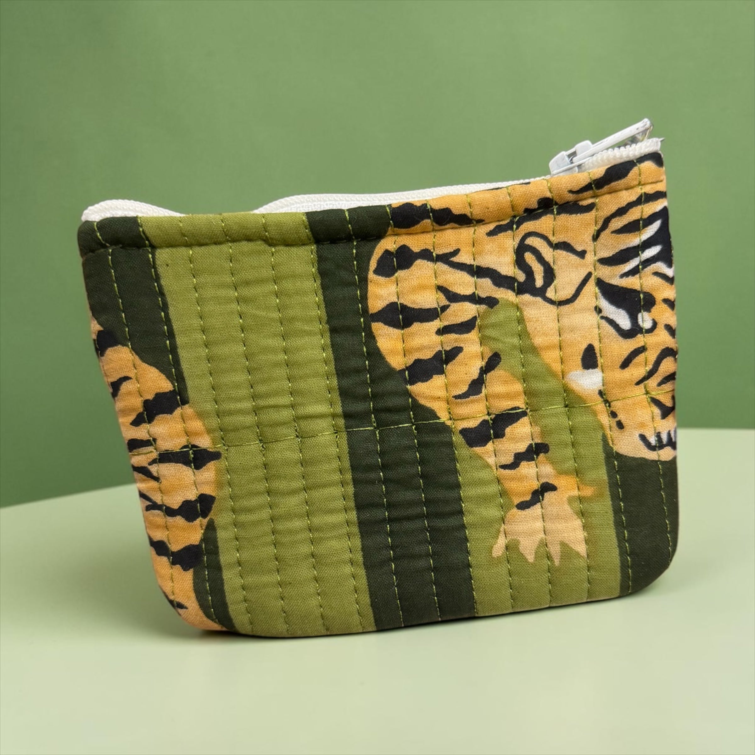 Moss Stripe Tiger Mini Zip Purse - Penny & Ol