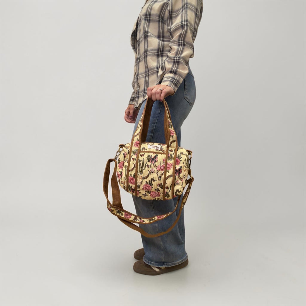 Brown Vintage Western Mini Duffle Tote Bags - Penny & Ol