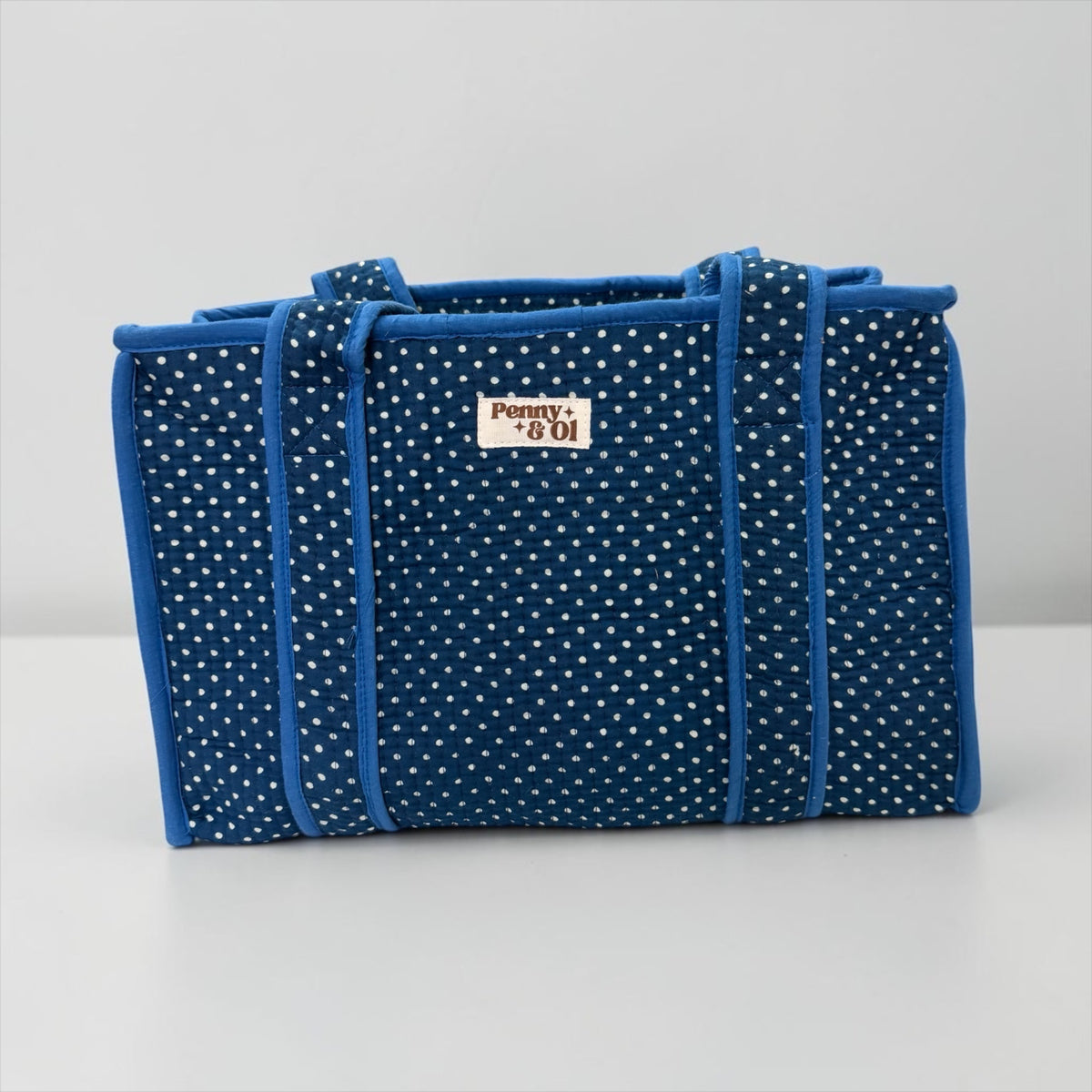 Royal Blue Polka Dot MEDIUM Cotton tote bag