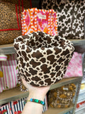 Cow print Padded Fabric Organisers, beauty basket..