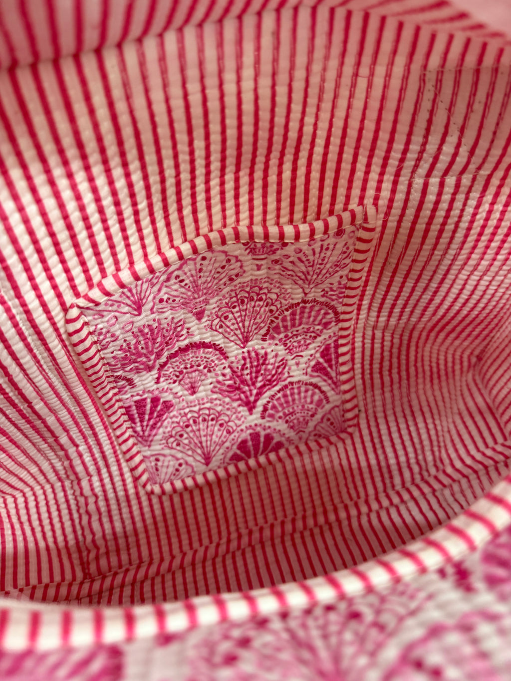 Pink Seashells Medium Cotton, handmade tote bag