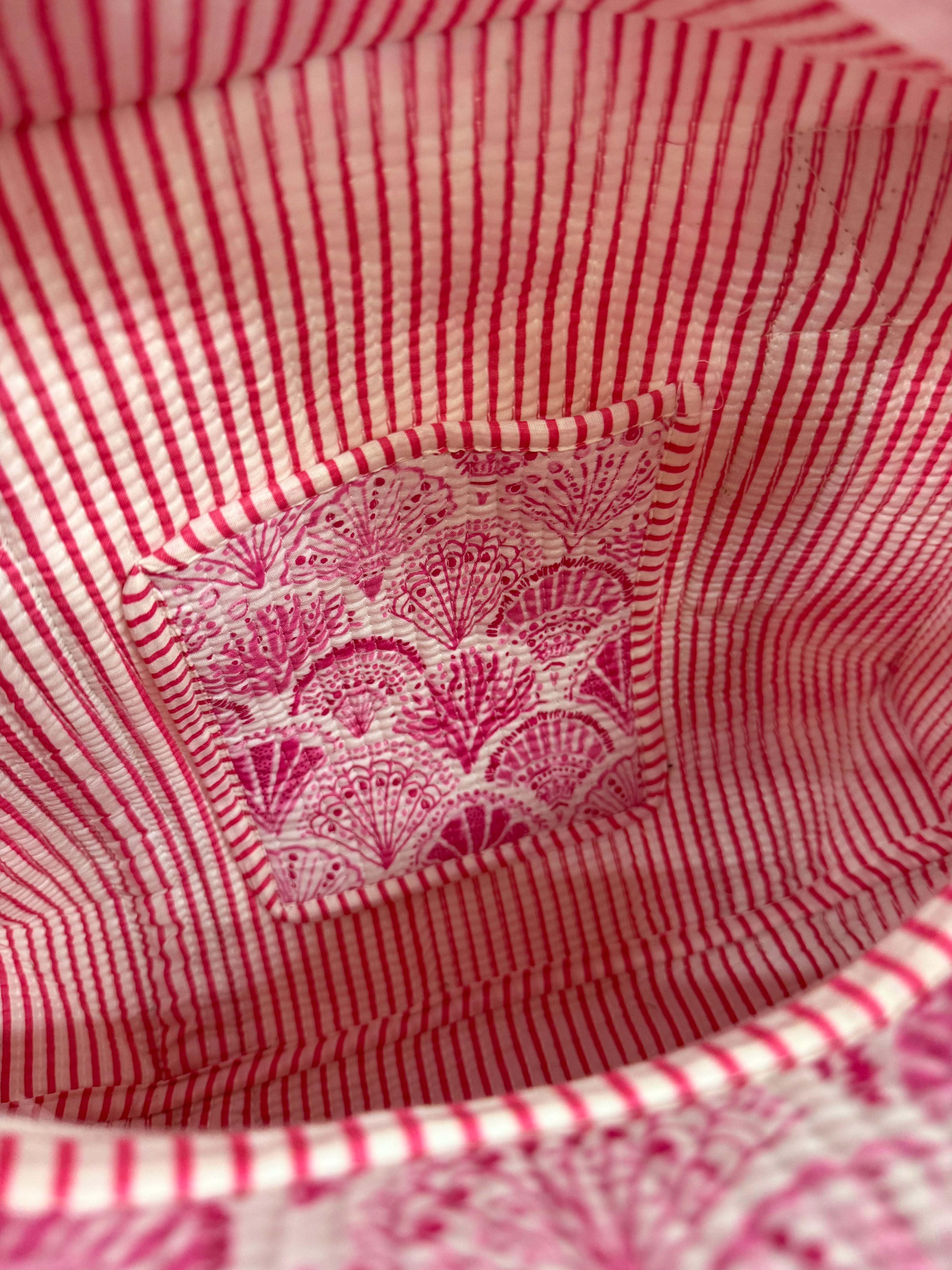 Pink Seashells Medium Cotton, handmade tote bag