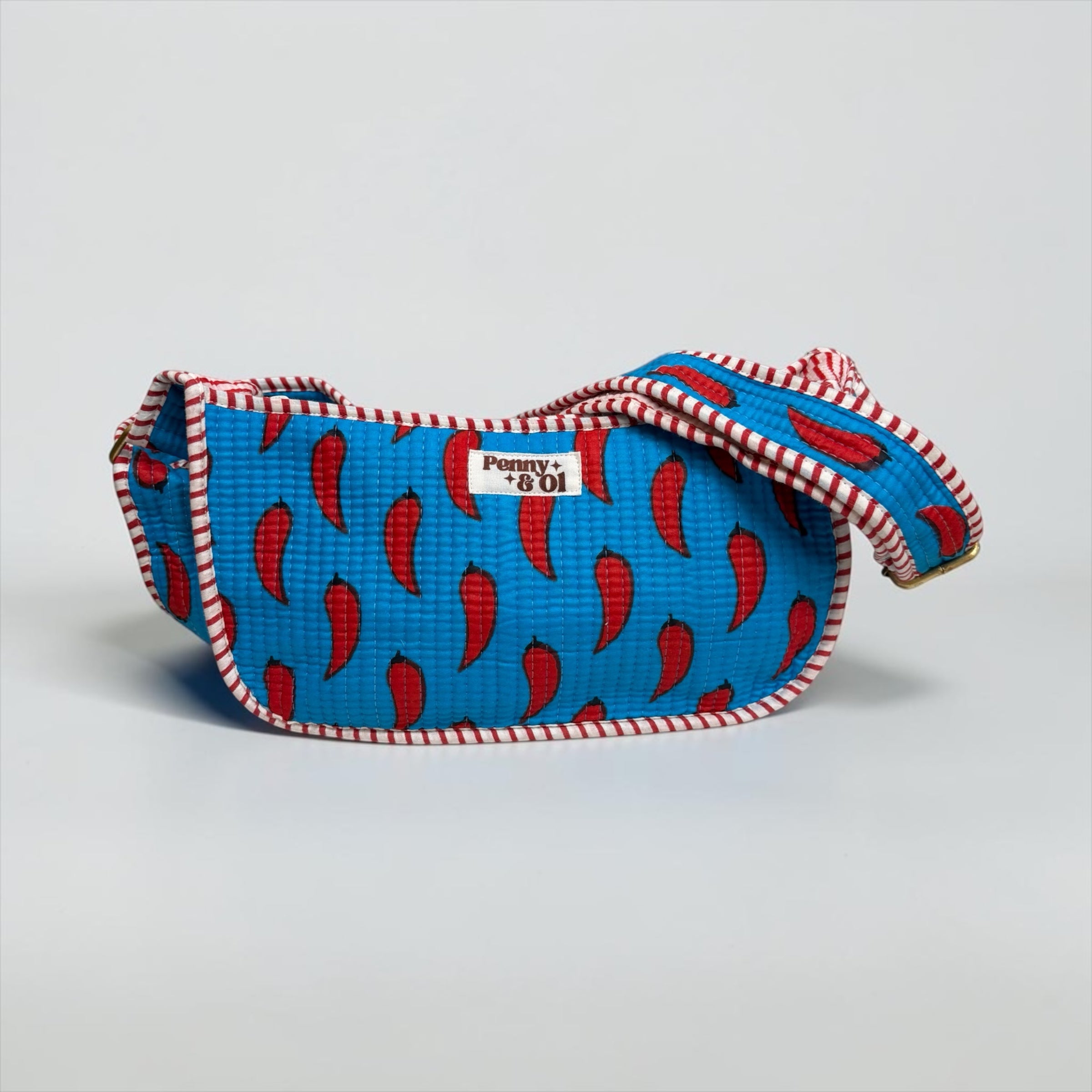 Blue Chilli Mini Shoulder Bag, Handmade Cotton Tote Bags