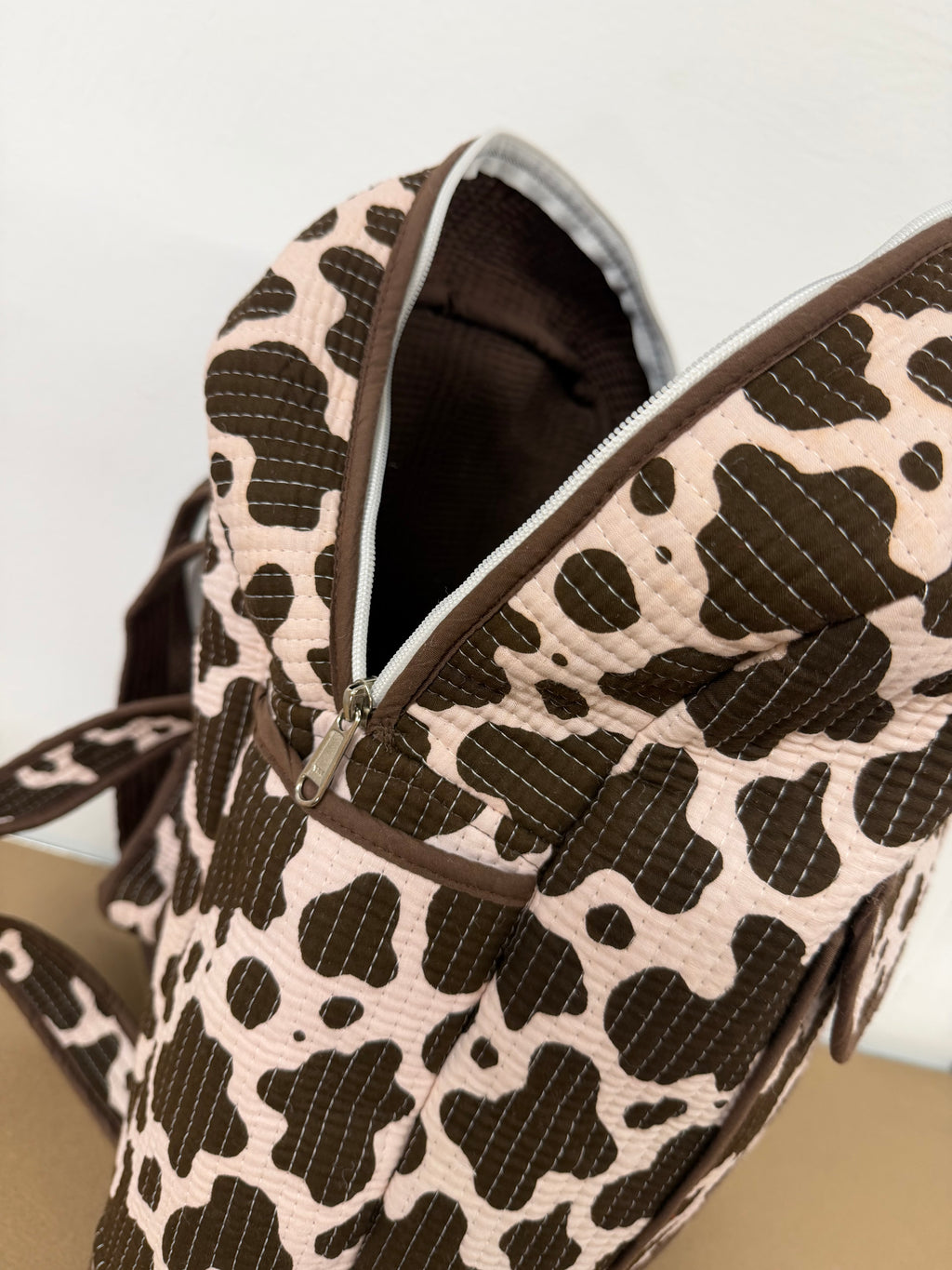 Cow print Backpack, handmade cotton tote bags