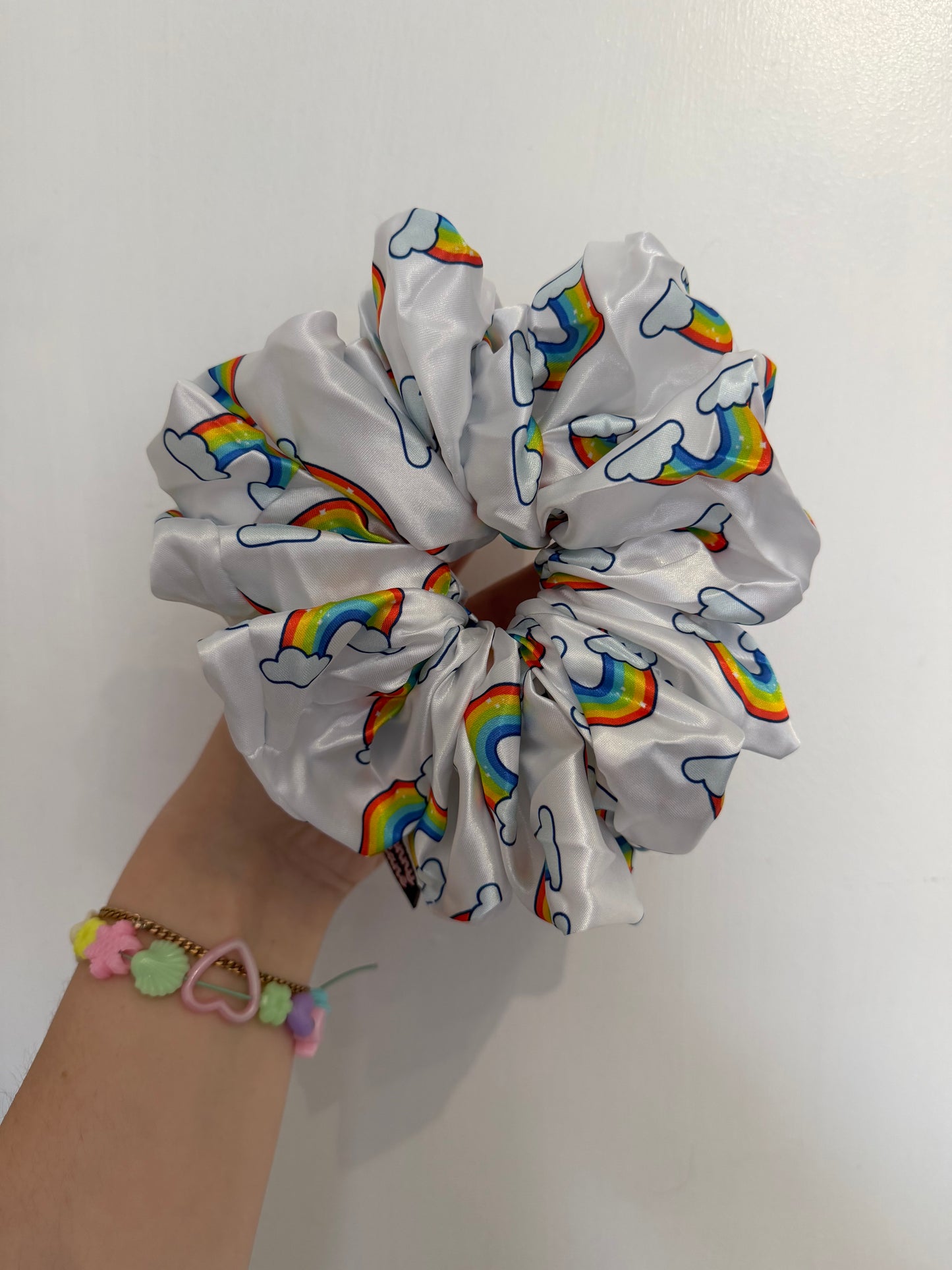 Rainbow XL Satin Hair Scrunchie