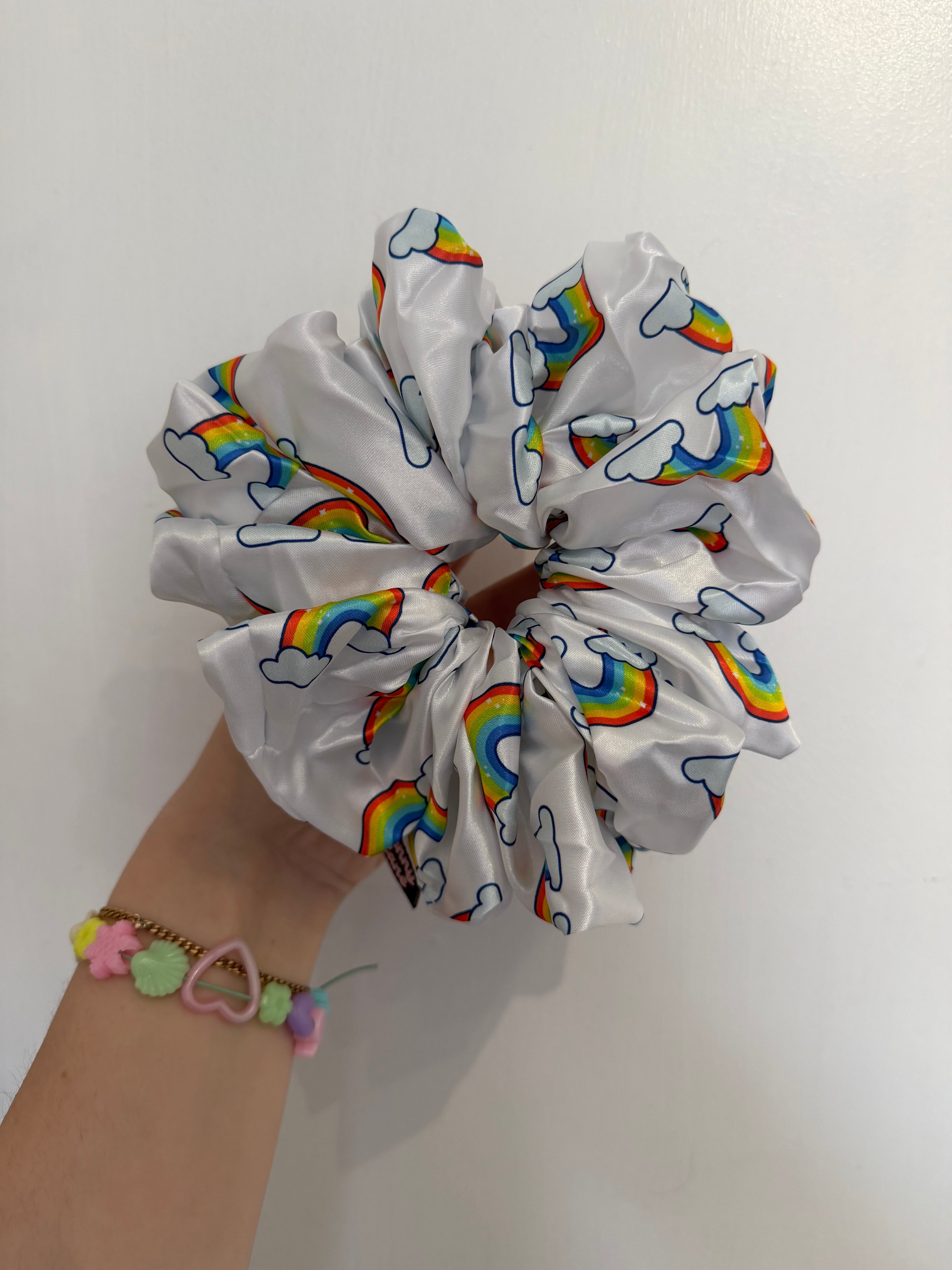 Rainbow XL Satin Hair Scrunchie