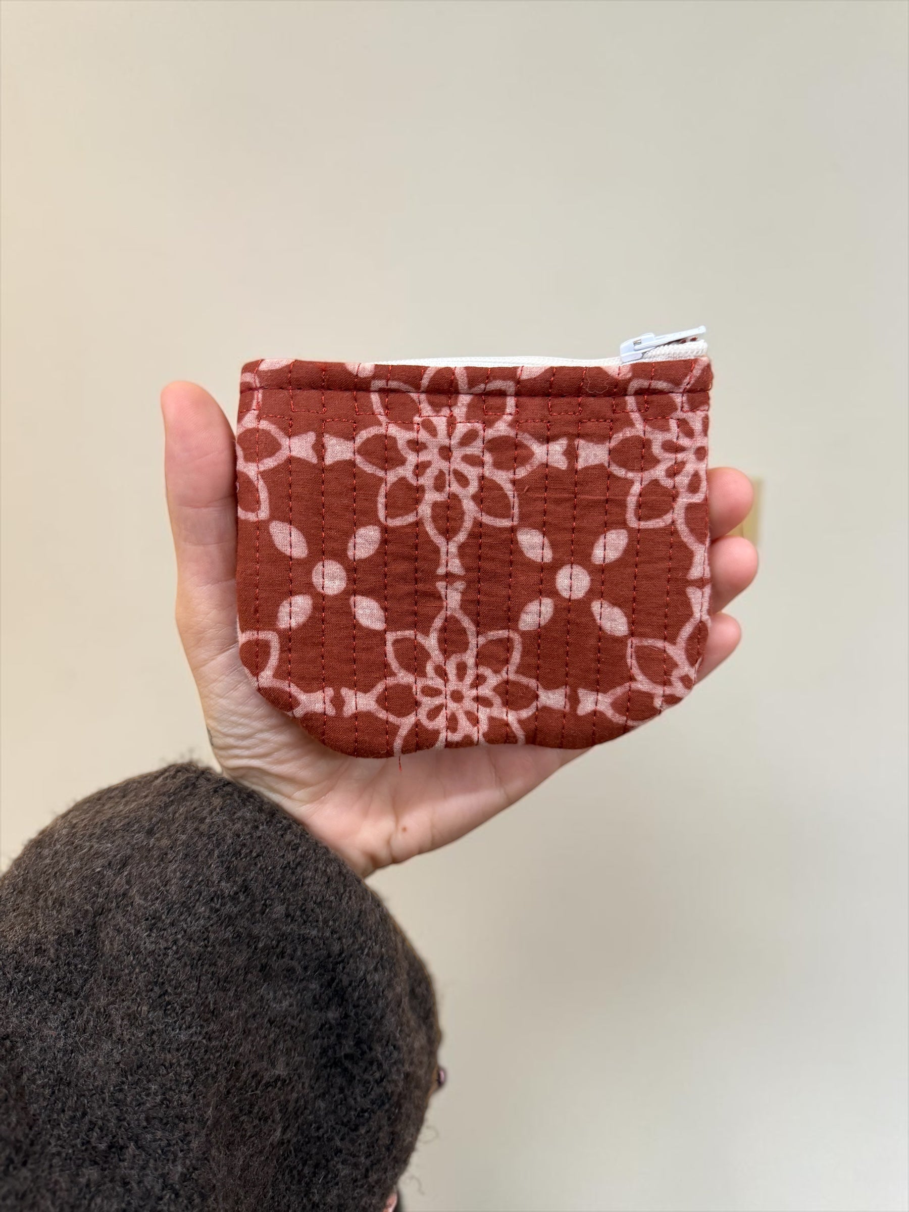 Terracotta Floral Mini Zip Purse - Penny & Ol
