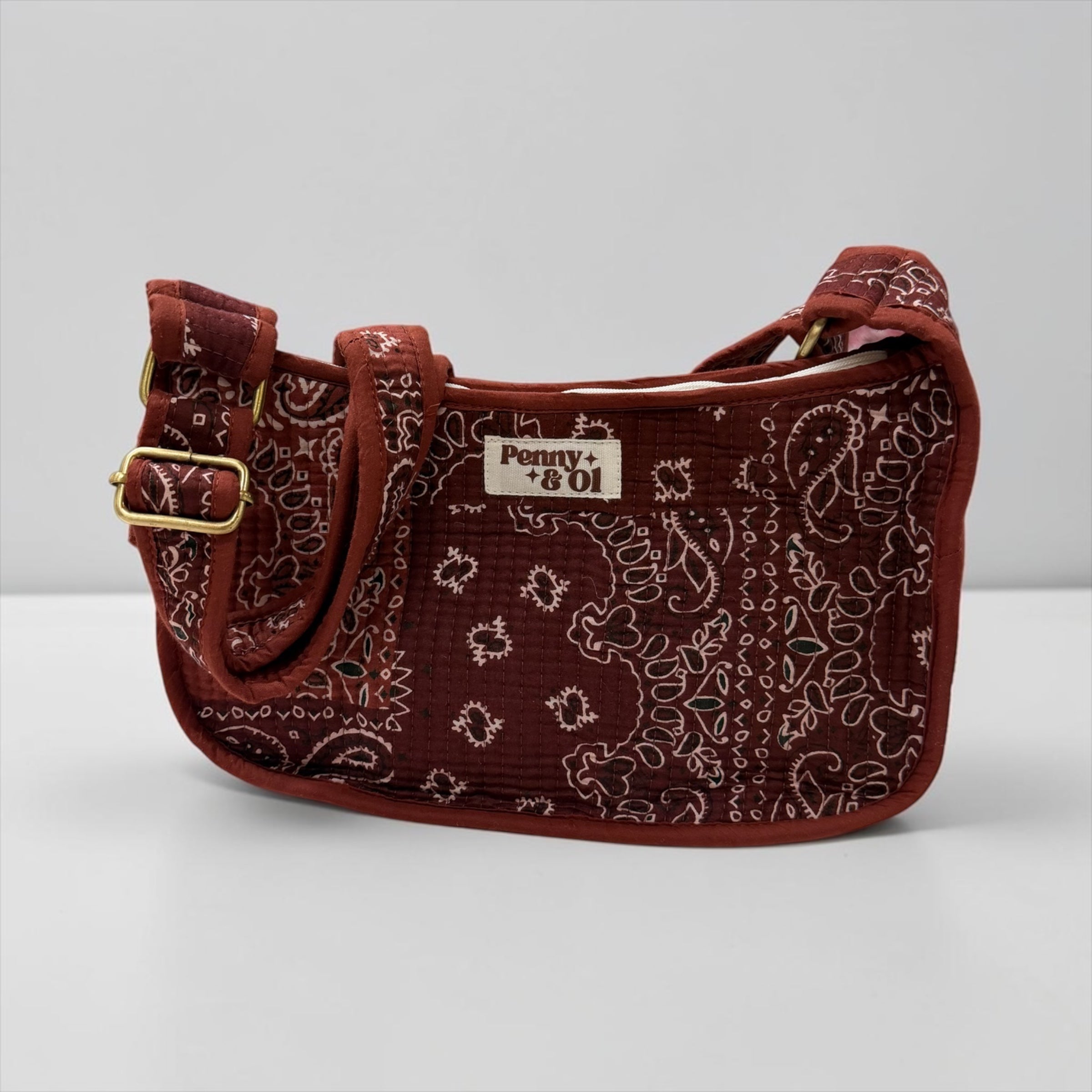 Burgundy Paisley Bandana Mini SHOULDER bag, cross body bag