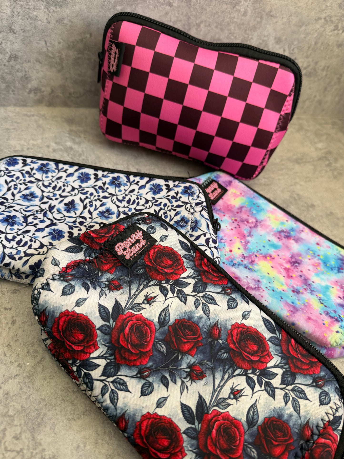 Zip Pouch, Travel Bag, New in PLS neoprene makeup bags