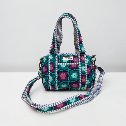 Green floral blocks MINI DUFFLE Tote Bags - Penny & Ol