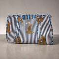 Blue Stripe Leopard REVERSIBLE Large Cotton Tote Bag, handmade tote bags