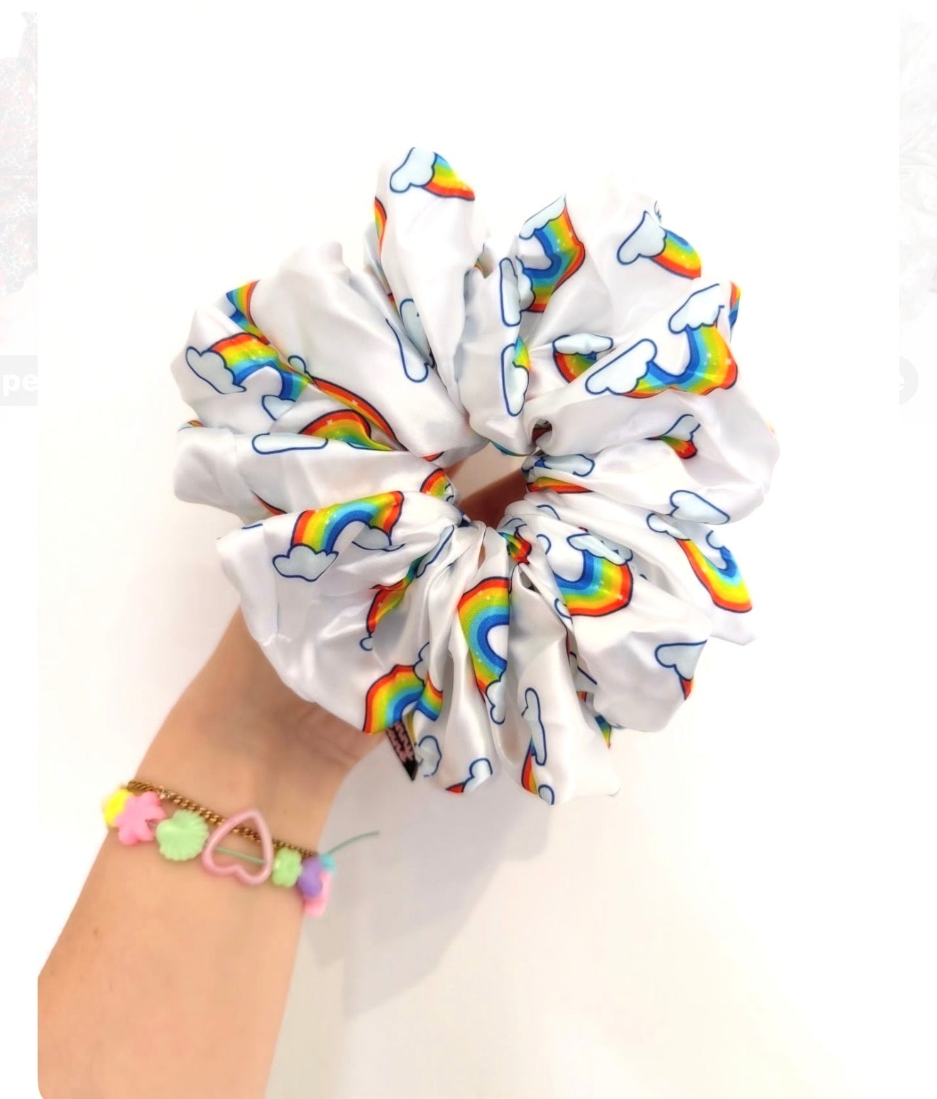 Rainbow XL Satin Hair Scrunchie