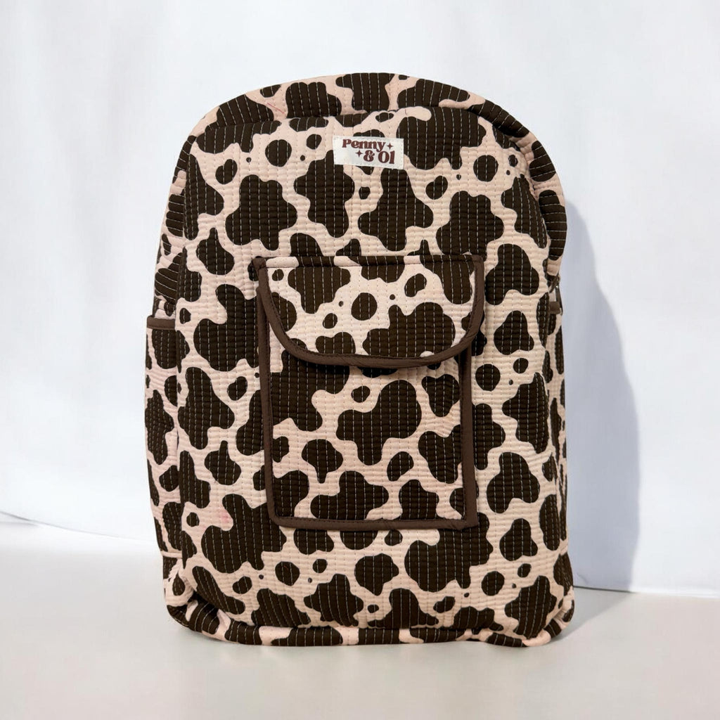 Cow print Backpack, handmade cotton tote bags