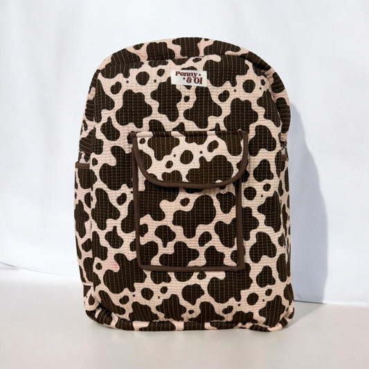 Cow print Backpack, handmade cotton tote bags