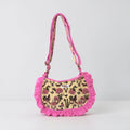 Pink Vintage Western Ruffle Shoulder Bag, Handmade Cotton Tote Bags