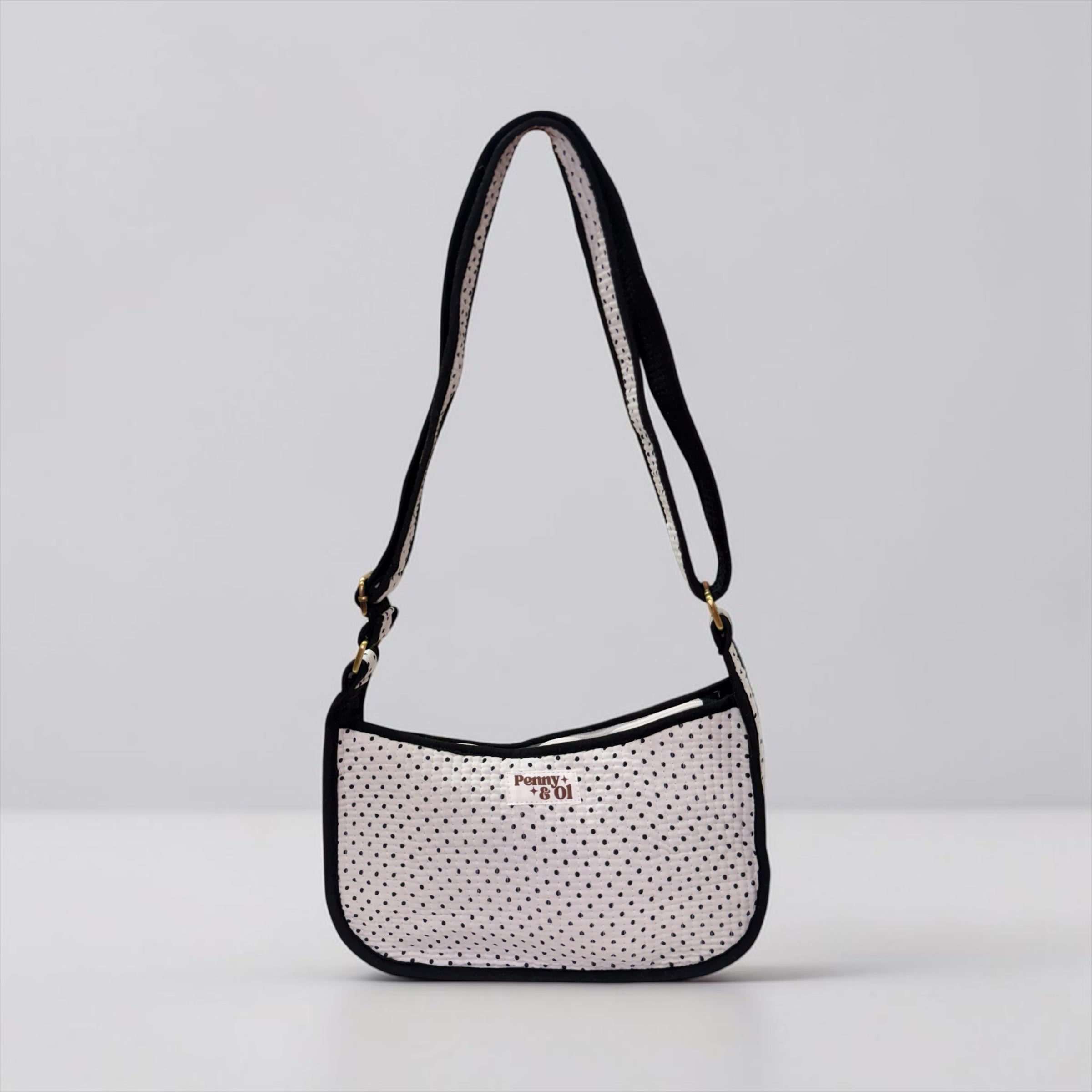 White & black polka dot Mini SHOULDER bag, cross body bag