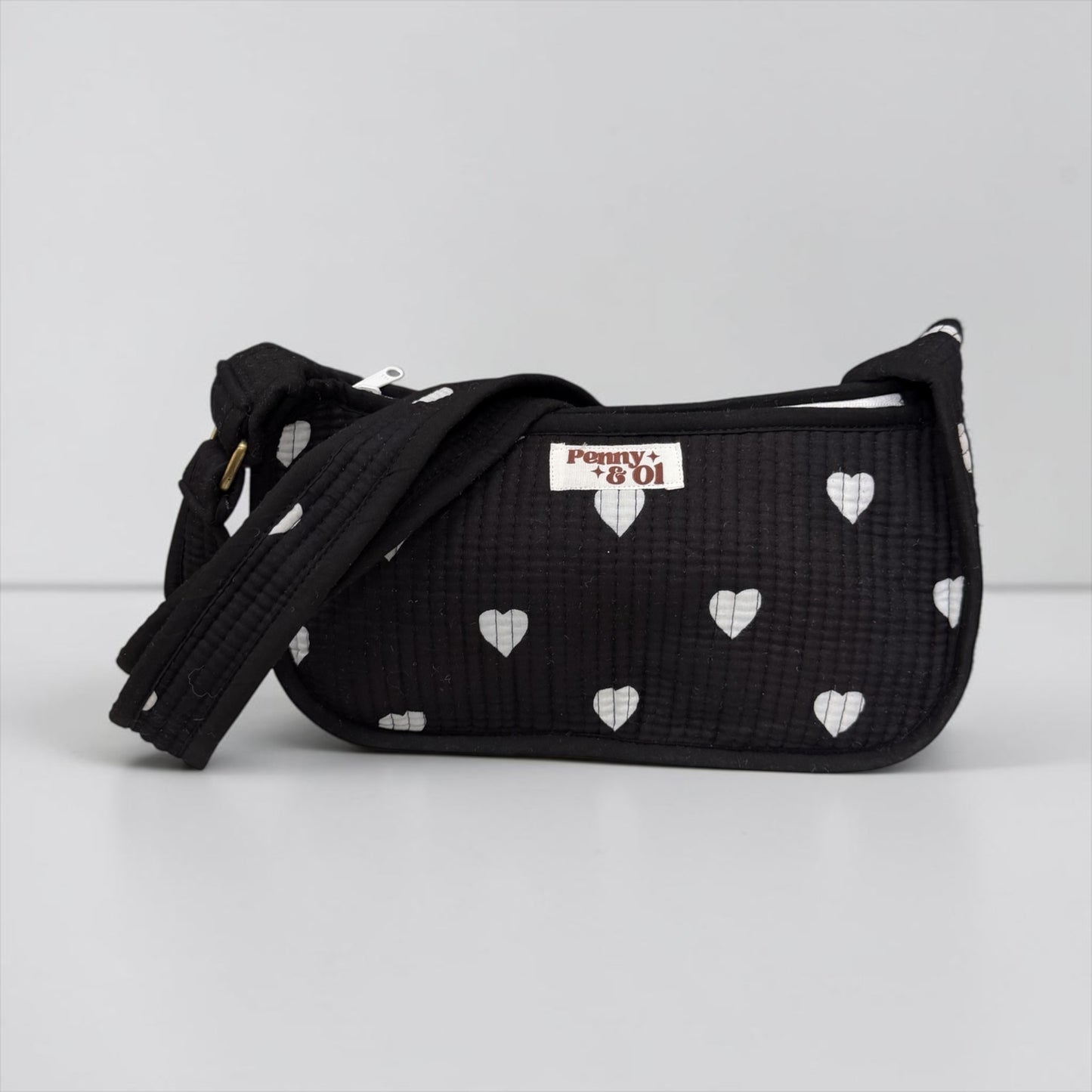 Black Hearts Mini SHOULDER bag, cross body bag.
