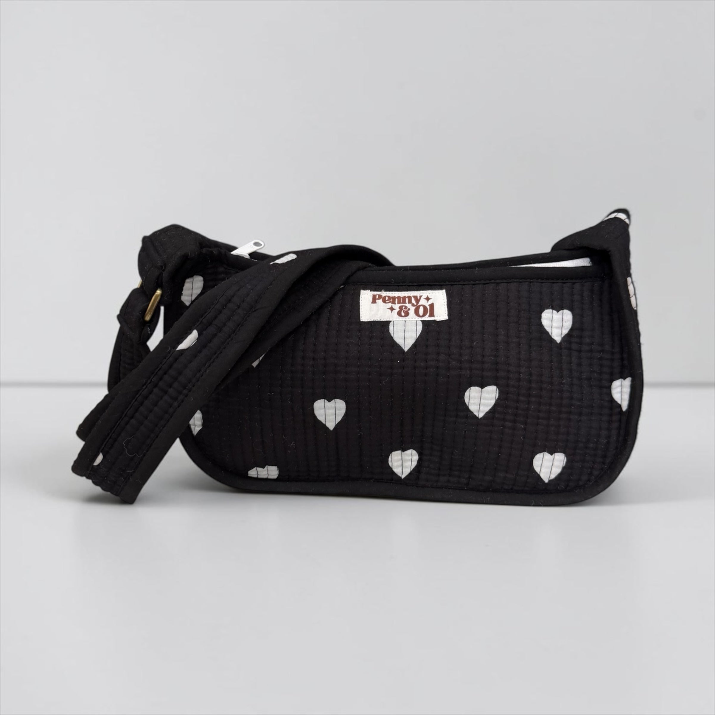 Black Hearts Mini SHOULDER bag, cross body bag.