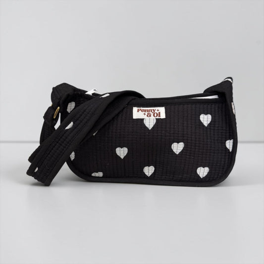 Black Hearts Mini SHOULDER bag, cross body bag.