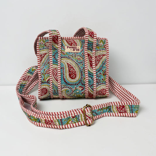 Turquoise Paisley Mini Tote Bag - Penny & Ol.