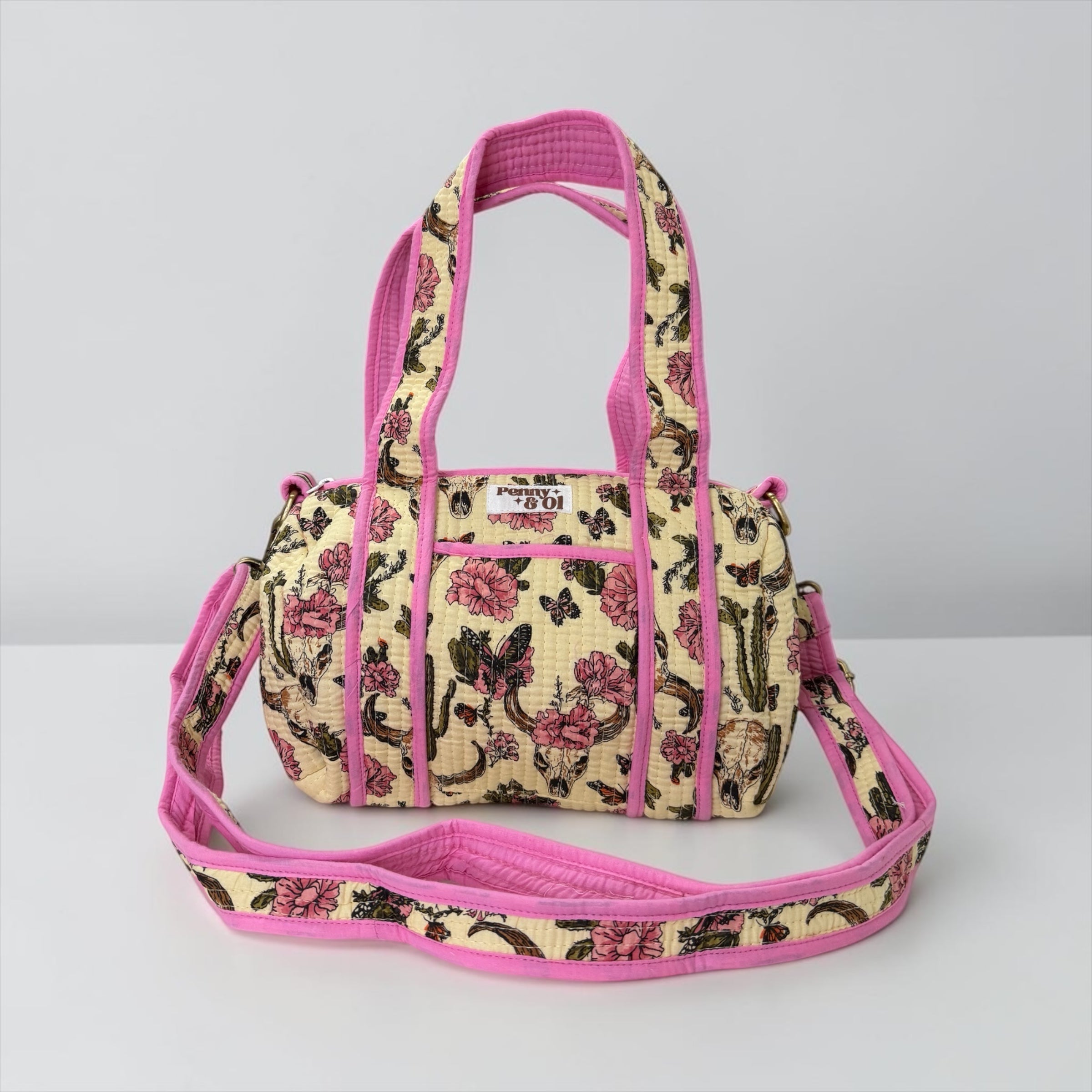 Pink Vintage Western Mini Duffle Tote Bags - Penny & Ol