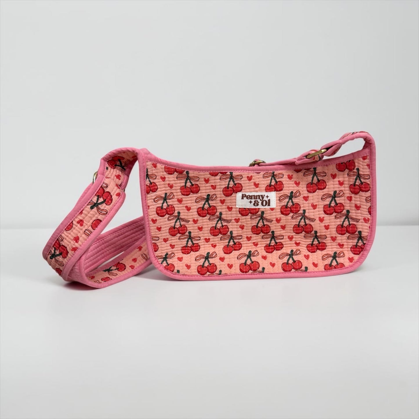 Cherry Love Mini SHOULDER Bag, Handmade Cotton Tote Bags