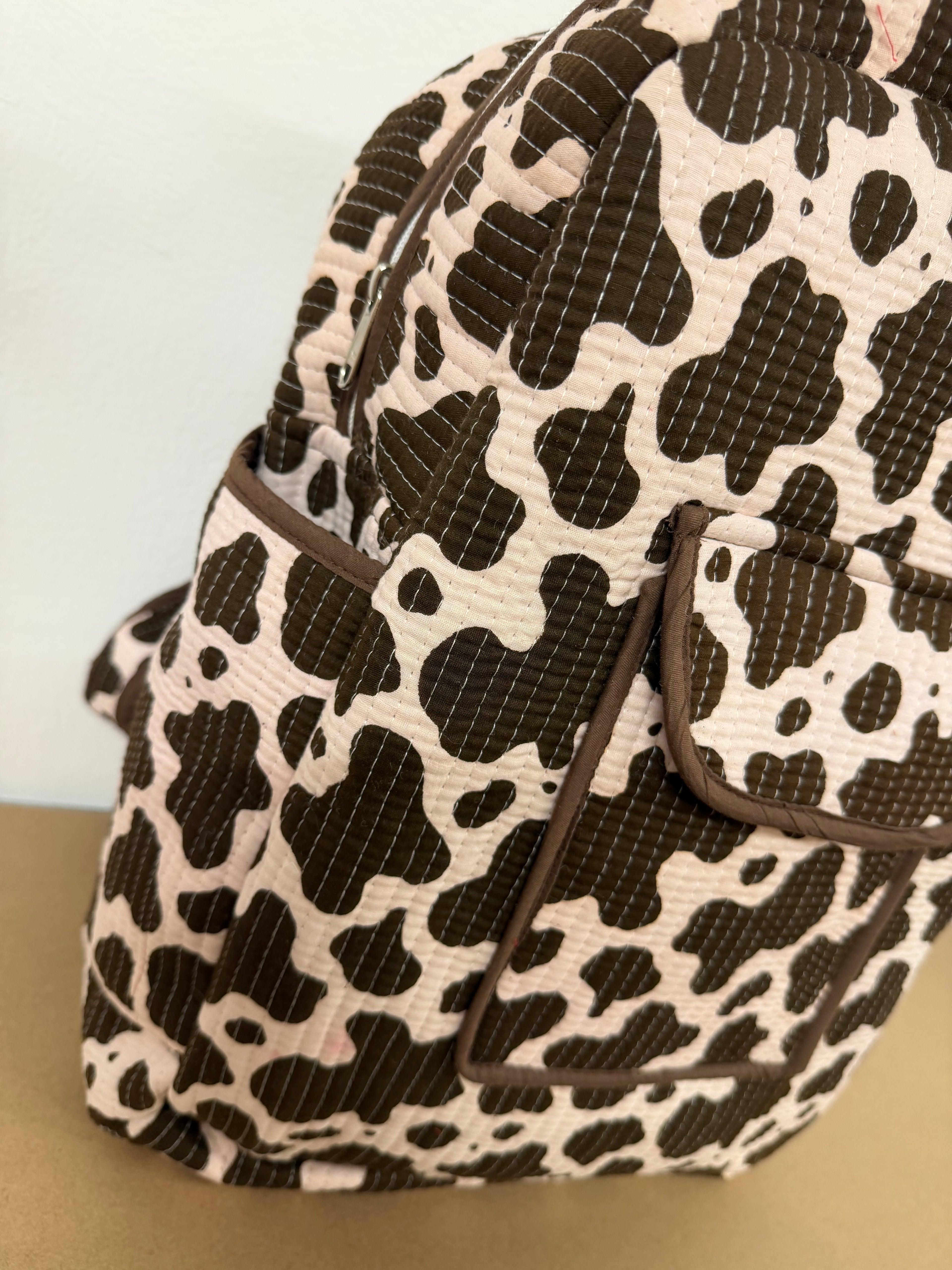 Cow print Backpack, handmade cotton tote bags