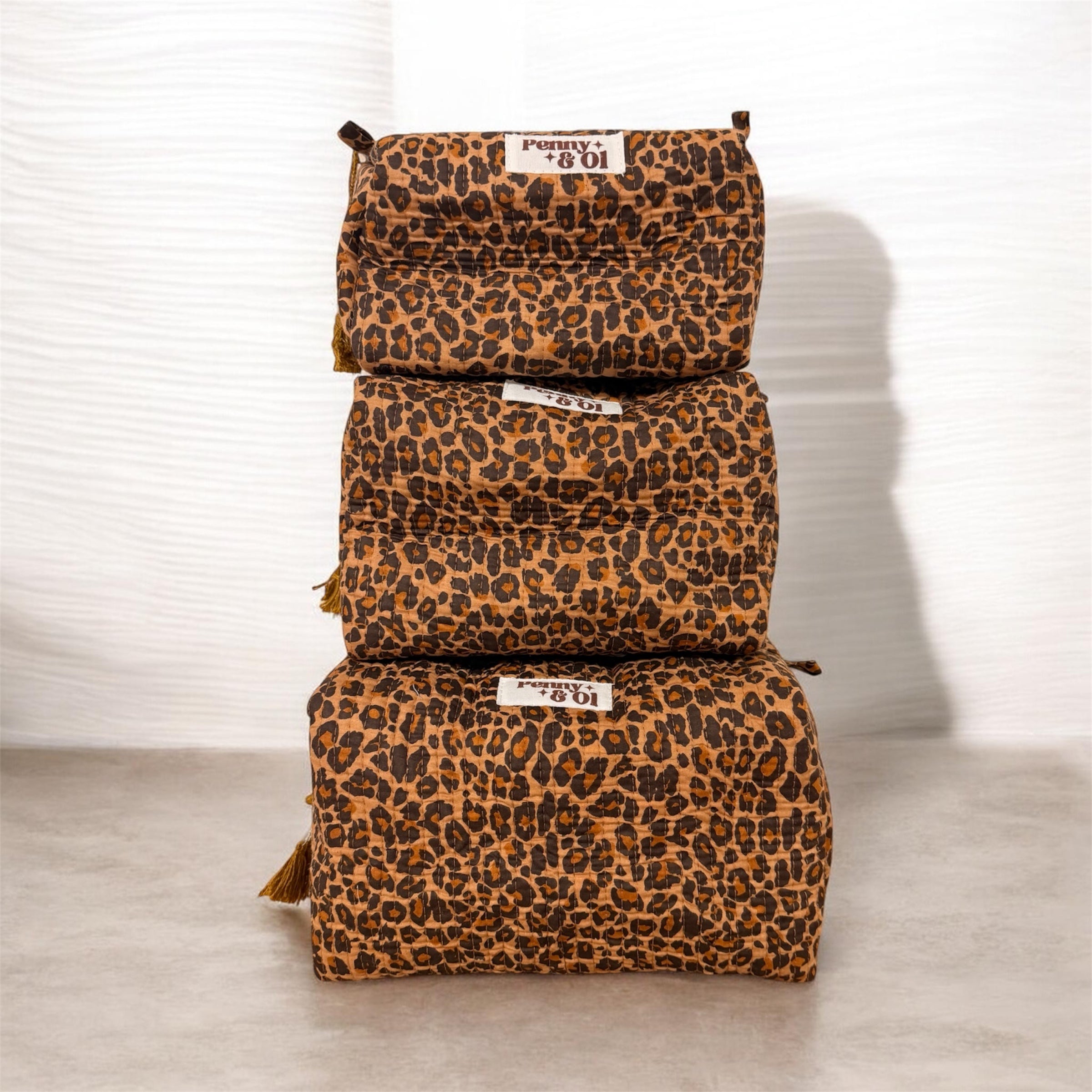 Dark Leopard Print waterproof zip pouches