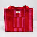 Pink & Red Stripe Travel Tote, Handmade Cotton Tote Bag