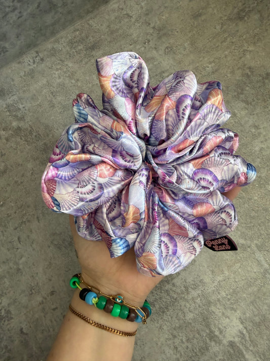 Lilac Seashells XL Satin Hair Scrunchie