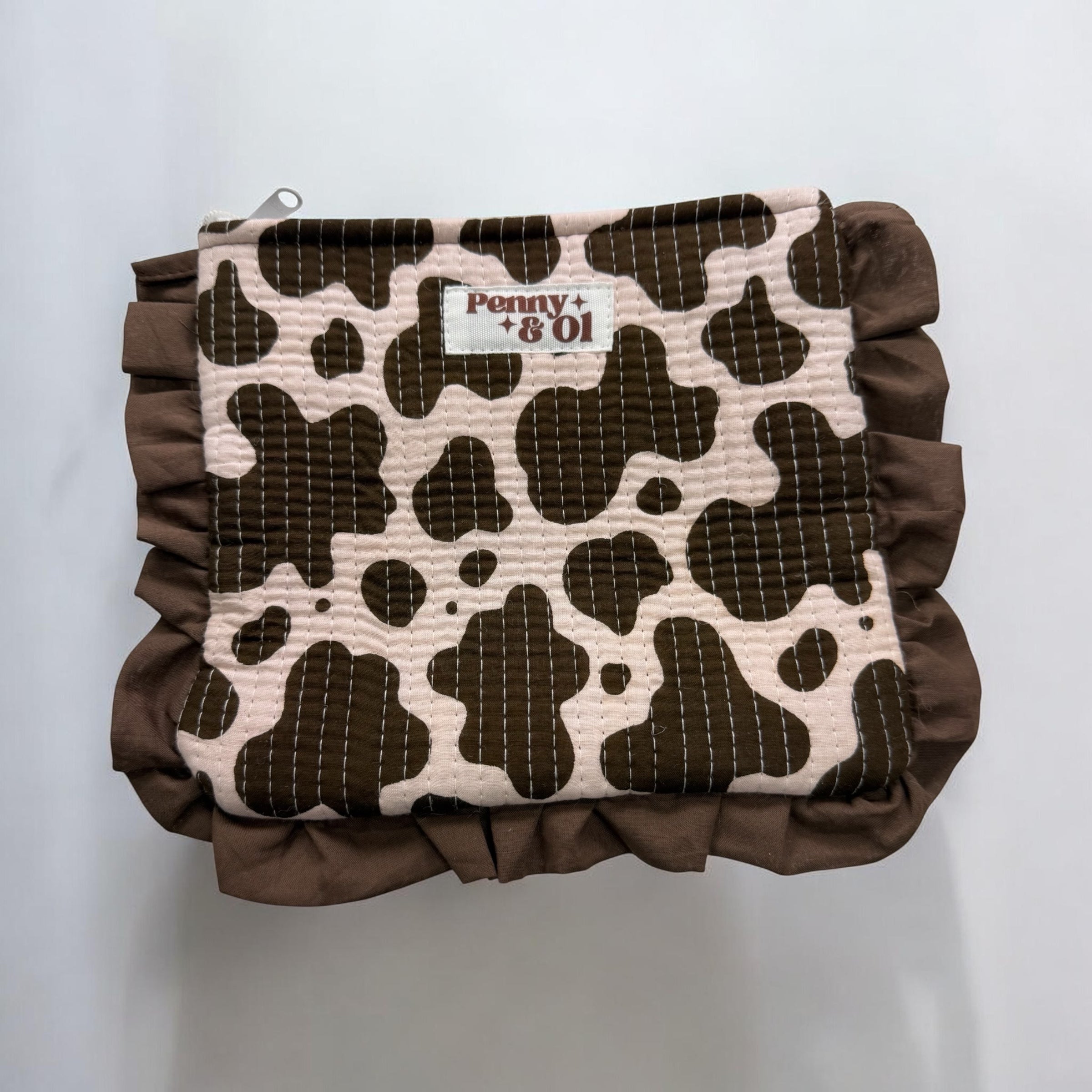 Cow Print Ruffle Pouch