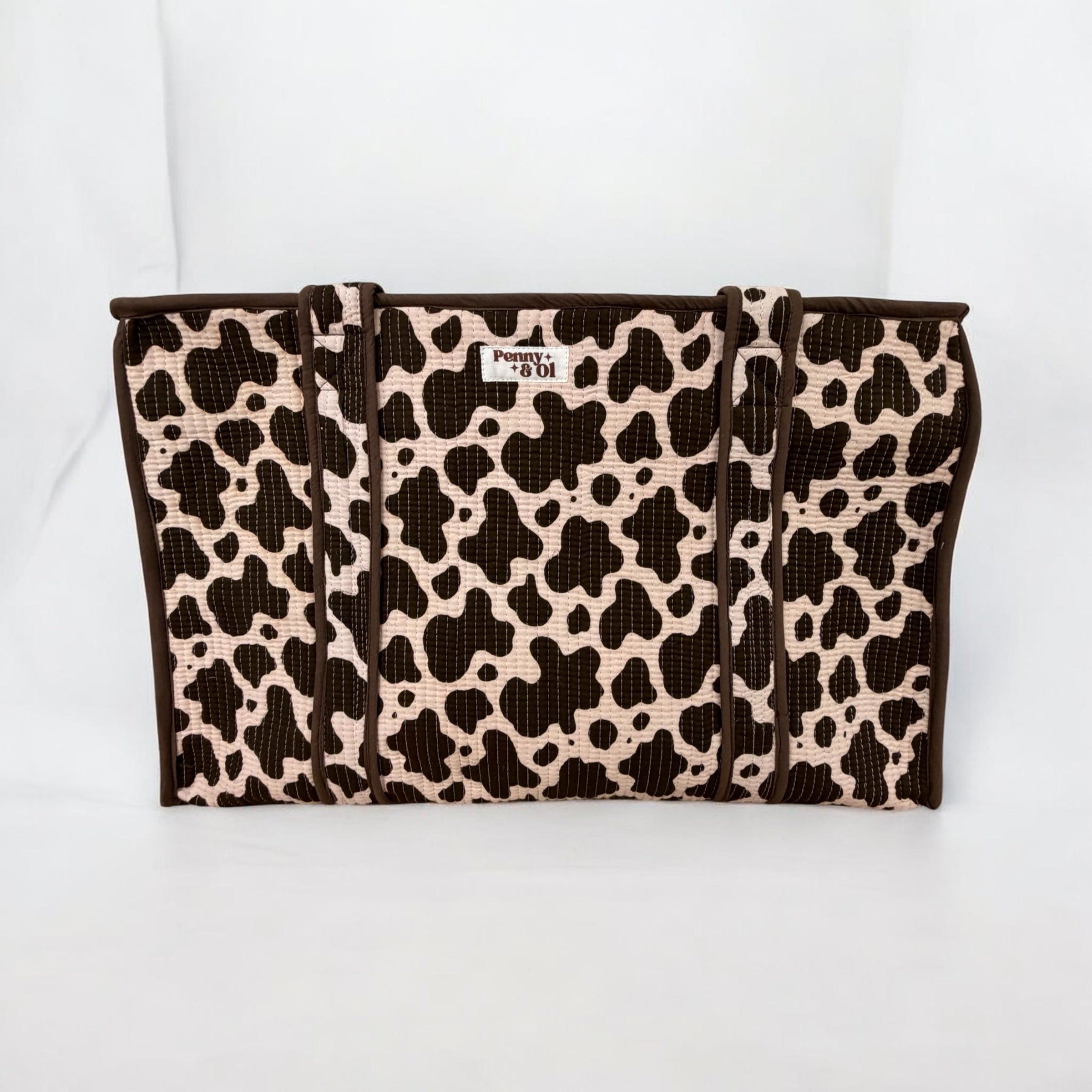 Cow Print Large Cotton Tote Bag, handmade tote bags
